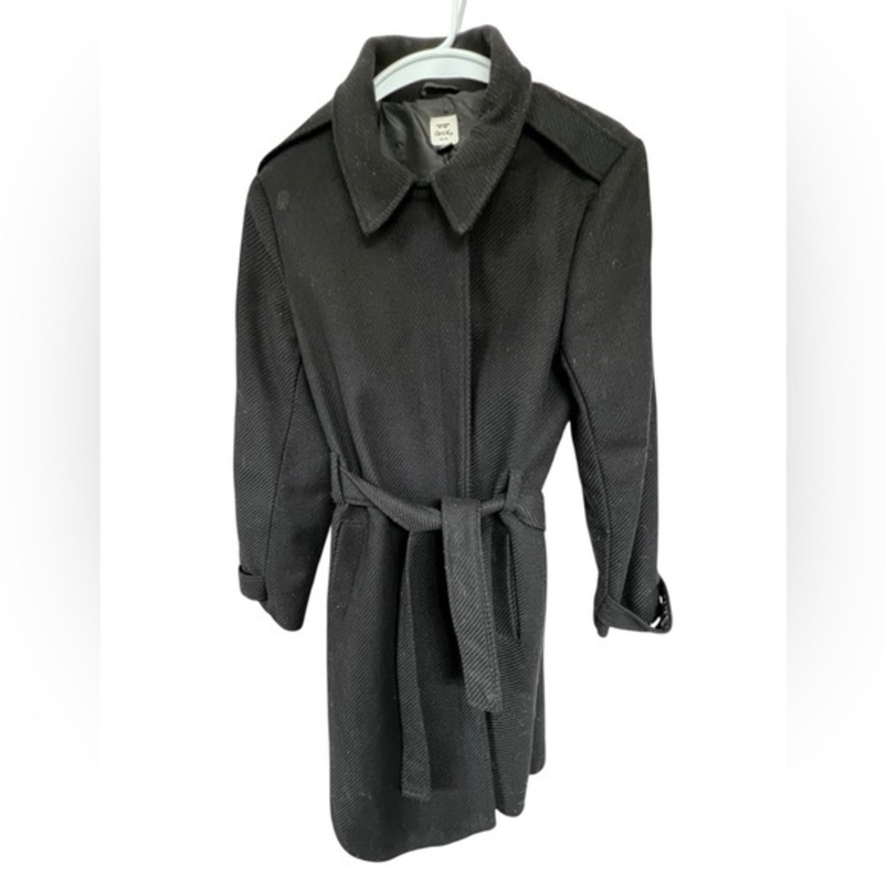 Black Belted Wool Trench Coat